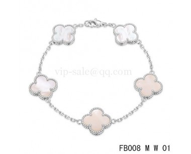 Van cleef & arpels Alhambra bracelet<li>White with 5 White clover