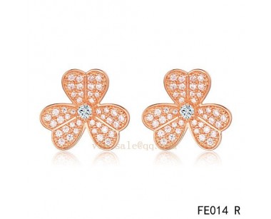 Van Cleef and Arpels Frivole pink gold earrings with diamonds wholesale