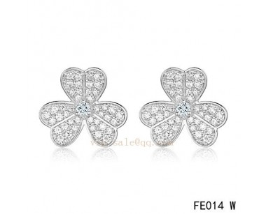 Van Cleef and Arpels Frivole white gold earrings with diamonds knockoffs