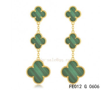 Van Cleef and Arpels Malachite Yellow gold earrings wholesale