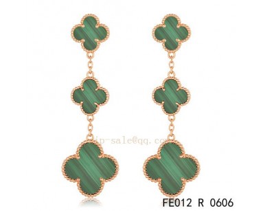 Van Cleef and Arpels Malachite pink gold earrings outlet