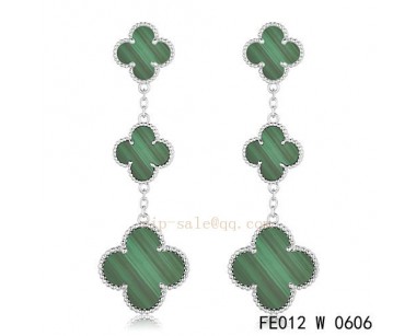 Van Cleef and Arpels Malachite white gold earrings replica