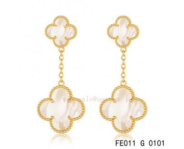 Van Cleef and Arpels Alhambra Yellow gold earrings White mother of pearl
