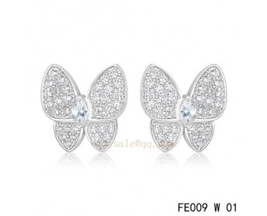 Van Cleef and Arpels Butterflies white gold earrings with diamonds