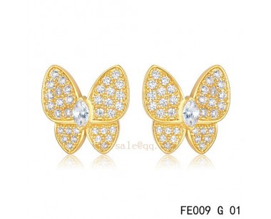 Van Cleef and Arpels Butterflies yellow gold earrings with diamonds