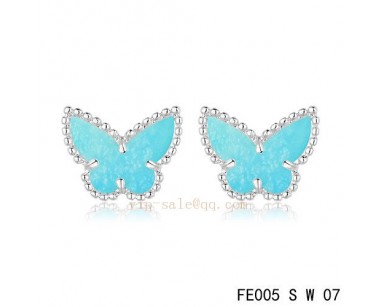 Van Cleef and Arpels Butterflies Turquoise white gold earrings knockoffs