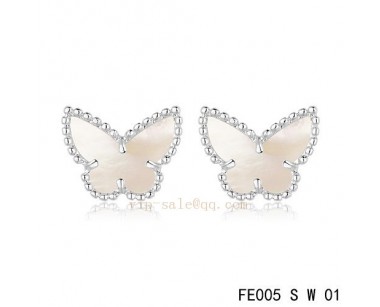 white gold Van Cleef and Arpels Butterflies White mother of pearl earrings
