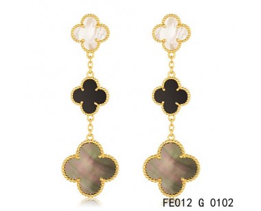 Van cleef & arpels Magic Alhambra earrings in yellow gold, 3 motifs