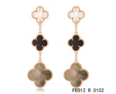 Van cleef & arpels Magic Alhambra earrings in pink gold, 3 motifs
