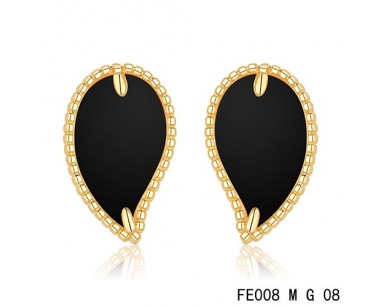 Van cleef & arpels Sweet Alhambra Leaf Earrings yellow gold,onyx