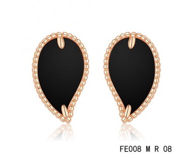 Van cleef & arpels Sweet Alhambra Leaf Earrings pink gold,onyx