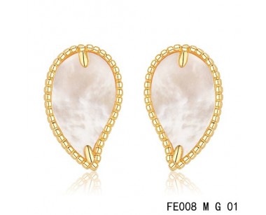 Van cleef & arpels Sweet Alhambra Leaf Earrings yellow gold,white mother-of-pearl
