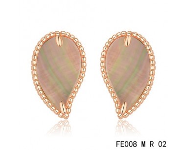 Van cleef & arpels Sweet Alhambra Leaf Earrings pink gold,Brown Mother-of-Pearl