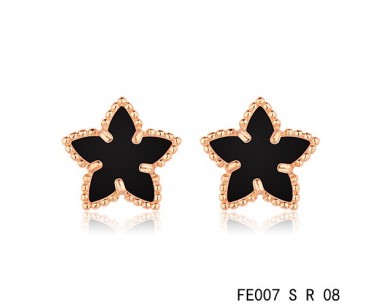 Van cleef & arpels Sweet Alhambra Star Earrings pink gold,onyx
