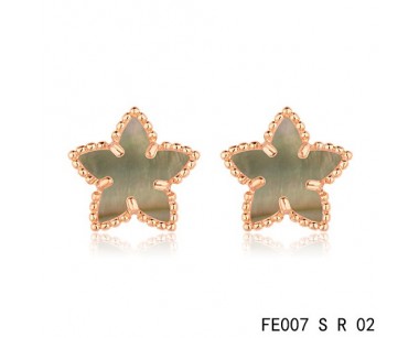 Van cleef & arpels Sweet Alhambra Star Earrings pink gold,Brown Mother-of-Pearl