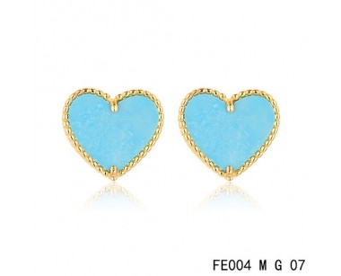 Van cleef & arpels Sweet Alhambra heart Earrings yellow gold,turquoise