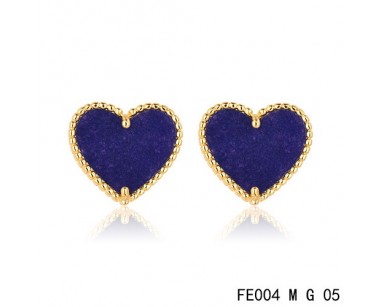 Van cleef & arpels Sweet Alhambra heart Earrings yellow gold,Lapis Lazuli