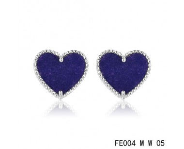Van cleef & arpels Sweet Alhambra heart Earrings white gold,Lapis Lazuli