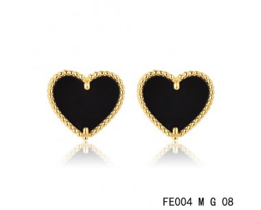 Van cleef & arpels Sweet Alhambra heart Earrings yellow gold,onyx