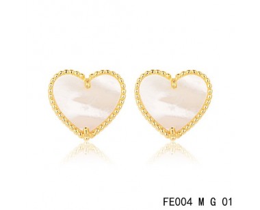Van cleef & arpels Sweet Alhambra heart Earrings yellow gold,white mother-of-pearl