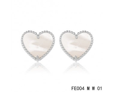 Van cleef & arpels Sweet Alhambra heart Earrings white gold,white mother-of-pearl