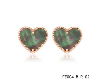 Van cleef & arpels Sweet Alhambra heart Earrings pink gold,Brown Mother-of-Pearl