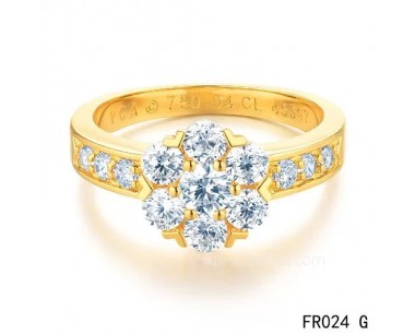 Van Cleef and Arpels Fleurette ring<li>In yellow gold with diamonds