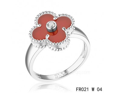 Cheap Van Cleef Vintage Alhambra ring<li>In white gold with Carnelian