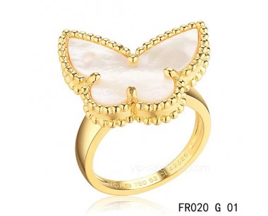 Van Cleef Alhambra ring<li>In yellow gold with Mother of Pearl