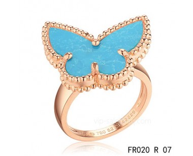 Van Cleef Alhambra ring<li>In pink gold with turquoise wholesale