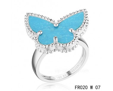 Van Cleef Alhambra ring<li>In white gold with turquoise