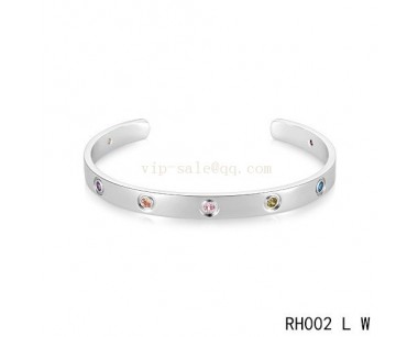 Cartier Love Open Bracelet in white gold with colroed stones