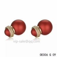 MISE EN DIOR Earring in the Red resin beads with yollow gold