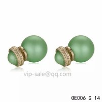 MISE EN DIOR Earring in the Green resin beads with yollow gold	