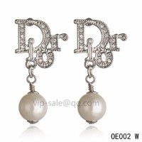 DIOR OBLIQUE Earring in the white gold with Silver resin beads pendants	