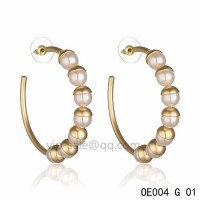 MISE EN DIOR Hoops Earring in the cream resin beads accentuated with gold-plated cups