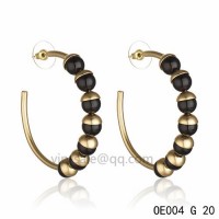 MISE EN DIOR Hoops Earring in the black resin beads accentuated with gold-plated cups	