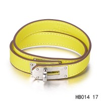 Hermes Kelly Double Tour lemon barenia calfskin leather bracelet 	