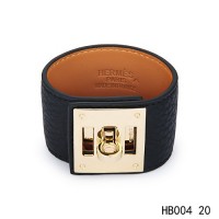 Hermes Kelly Dog black epsom calfskin  leather bracelet in yellow gold 	