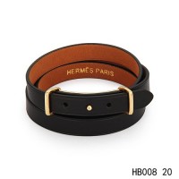 Hermes Behapi Double Tour black epsom calfskinleather bracelet in yellow gold 	