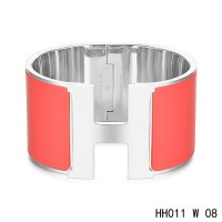 Hermes Clic H Extra-Large Bracelet / red enamel / white gold	