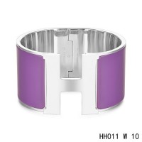 Hermes Clic H Extra-Large Bracelet / purple enamel / white gold	