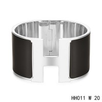 Hermes Clic H Extra-Large Bracelet / black enamel / white gold	