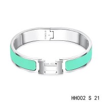 Hermes Clic H narrow Bracelet / enamel atoll blue / white gold