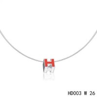 Hermes Cage d'H  pendant dark orange in lacquer with white gold	