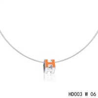 Hermes Cage d'H  pendant orange in lacquer with white gold