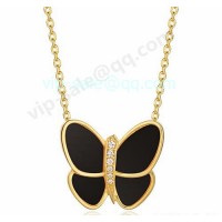 Van cleef & arpels Butterfly Pendant/Yellow Gold/Onyx	