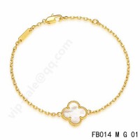 Van cleef & arpels Sweet Alhambra bracelet<li>yellow gold with white mother-of-pearl