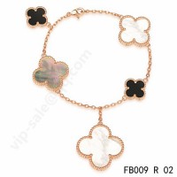 Van cleef & arpels Magic Alhambra bracelet<li>pink gold with 5 Stone Clover	
