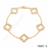 Van cleef & arpels Byzantine Alhambra bracelet<li>yellow gold with round diamonds	